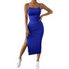 imageSHENHE Womens Split Thigh Twist Backless Spaghetti Strap Sleeveless Bodycon Midi DressesRoyal Blue