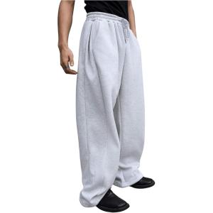 imageSHENHE Mens Baggy Pants Wide Leg Drawstring Waist Loose Sweatpants with PocketsMisty Grey