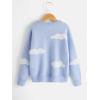 imageSHENHE Girls Casual Cloud Print Crewneck Long Sleeve Pullover Sweater Jumper TopsBlue