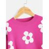 imageSHENHE Girls Casual Flower Print Crewneck Long Sleeve Pullover Sweater Jumper TopsFloral Hot Pink