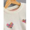 imageSHENHE Girls Casual Flower Print Crewneck Long Sleeve Pullover Sweater Jumper TopsHearts Beige