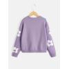 imageSHENHE Girls Casual Flower Print Crewneck Long Sleeve Pullover Sweater Jumper TopsMauve Purple