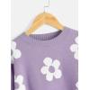 imageSHENHE Girls Casual Flower Print Crewneck Long Sleeve Pullover Sweater Jumper TopsMauve Purple