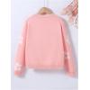 imageSHENHE Girls Casual Flower Print Crewneck Long Sleeve Pullover Sweater Jumper TopsPink