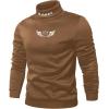 imageSHENHE Mens Graphic Letter Print Mock Neck Long Sleeve Casual Pullover Sweatshirt TopCoffee Brown