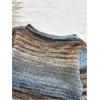imageSHENHE Womens Bell Sleeve Boat Neck Colorful Sweater Space Dye Knit Sweater PulloverBlue and Brown