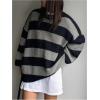 imageSHENHE Womens Color Block Oversized Crew Neck Ribbed Knit Casual Sweater PulloverBlack and Gray