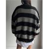 imageSHENHE Womens Color Block Oversized Crew Neck Ribbed Knit Casual Sweater PulloverBlack and Gray