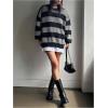 imageSHENHE Womens Color Block Oversized Crew Neck Ribbed Knit Casual Sweater PulloverBlack and Gray