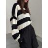 imageSHENHE Womens Color Block Oversized Crew Neck Ribbed Knit Casual Sweater PulloverBlack and White
