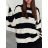 imageSHENHE Womens Color Block Oversized Crew Neck Ribbed Knit Casual Sweater PulloverBlack and White
