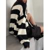 imageSHENHE Womens Color Block Oversized Crew Neck Ribbed Knit Casual Sweater PulloverBlack and White