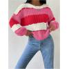 imageSHENHE Womens Color Block Oversized Crew Neck Ribbed Knit Casual Sweater PulloverHot Pink