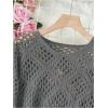 imageSHENHE Womens Crochet Hollow Out V Neck Long Sleeve Sheer Sweater Pullover Cover Up TopGrey