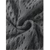 imageSHENHE Womens Crochet Hollow Out V Neck Long Sleeve Sheer Sweater Pullover Cover Up TopGrey