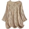 imageSHENHE Womens Crochet Hollow Out V Neck Long Sleeve Sheer Sweater Pullover Cover Up TopKhaki