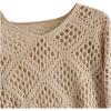 imageSHENHE Womens Crochet Hollow Out V Neck Long Sleeve Sheer Sweater Pullover Cover Up TopKhaki