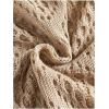 imageSHENHE Womens Crochet Hollow Out V Neck Long Sleeve Sheer Sweater Pullover Cover Up TopKhaki