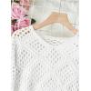 imageSHENHE Womens Crochet Hollow Out V Neck Long Sleeve Sheer Sweater Pullover Cover Up TopWhite