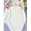 imageSHENHE Womens Crochet Hollow Out V Neck Long Sleeve Sheer Sweater Pullover Cover Up TopWhite