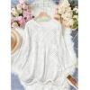 imageSHENHE Womens Crochet Hollow Out V Neck Long Sleeve Sheer Sweater Pullover Cover Up TopWhite