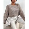 imageSHENHE Womens Cropped Pullover Sweater Dolman Sleeve Crew Neck Soft Knitted SweaterKhaki