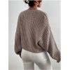 imageSHENHE Womens Cropped Pullover Sweater Dolman Sleeve Crew Neck Soft Knitted SweaterKhaki