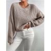 imageSHENHE Womens Cropped Pullover Sweater Dolman Sleeve Crew Neck Soft Knitted SweaterKhaki