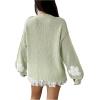 imageSHENHE Womens Cute Floral Crew Neck Knit Sweater Drop Shoulder Casual Flower PulloversGreen