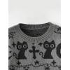 imageSHENHE Womens Oversized Goth Cartoon Pattern Ripped Round Neck Sweater Pullover Top