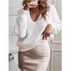 imageSHENHE Womens Oversized Sweater Jumper Deep V Neck Soft Knit Long Sleeve Sweater