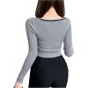 imageSHENHE Womens Ribbed Knit Crop Sweater Bowknot Scoop Neck Lightweight Fitted Elegant SweaterGrey