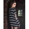 imageSHENHE Womens Striped Distressed Sweater Ripped Crewneck Knit Pullover Top Goth Grunge ClubwearBlack and Grey
