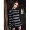 imageSHENHE Womens Striped Distressed Sweater Ripped Crewneck Knit Pullover Top Goth Grunge ClubwearBlack and Grey