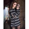 imageSHENHE Womens Striped Distressed Sweater Ripped Crewneck Knit Pullover Top Goth Grunge ClubwearBlack and Grey