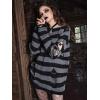 imageSHENHE Womens Striped Distressed Sweater Ripped Crewneck Knit Pullover Top Goth Grunge ClubwearBlack and Grey