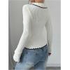 imageSHENHE Womens Tie Front Bow Cardigan Sweater Collared Y2k Fitted Sexy Knit Top SweaterWhite