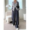 imageSHENHE Womens Zip Up Sweater Jacket Collared Long Sleeve Soft Cardigan Outwear with PocketsGrey