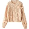 imageSHENHE Girls Bow Sweater Pullover Crewneck Long Sleeve Knitted Cute Sweater Jumper TopApricot