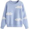 imageSHENHE Girls Casual Cloud Print Crewneck Long Sleeve Pullover Sweater Jumper TopsBlue