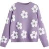 imageSHENHE Girls Casual Flower Print Crewneck Long Sleeve Pullover Sweater Jumper TopsMauve Purple