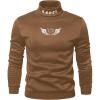 imageSHENHE Mens Graphic Letter Print Mock Neck Long Sleeve Casual Pullover Sweatshirt TopCoffee Brown