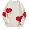 imageSHENHE Mens Heart Print Crewneck Drop Shoulder Long Sleeve Streetwear Pullover SweaterWhite