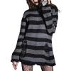 imageSHENHE Womens Striped Distressed Sweater Ripped Crewneck Knit Pullover Top Goth Grunge ClubwearBlack and Grey