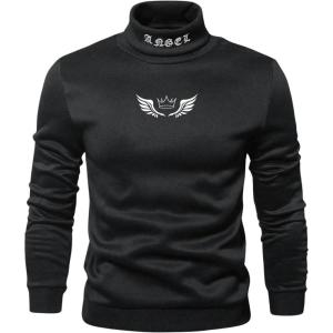 imageSHENHE Mens Graphic Letter Print Mock Neck Long Sleeve Casual Pullover Sweatshirt TopBlack