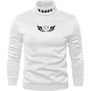 imageSHENHE Mens Graphic Letter Print Mock Neck Long Sleeve Casual Pullover Sweatshirt TopWhite