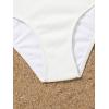 imageSHENHE Girls 2 Piece Swimsuit High Waisted Spagehtti Strap Chevron Tape Bathing SuitApricot