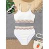 imageSHENHE Girls 2 Piece Swimsuit High Waisted Spagehtti Strap Chevron Tape Bathing SuitApricot