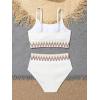 imageSHENHE Girls 2 Piece Swimsuit High Waisted Spagehtti Strap Chevron Tape Bathing SuitApricot