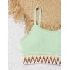 imageSHENHE Girls 2 Piece Swimsuit High Waisted Spagehtti Strap Chevron Tape Bathing SuitMint Green